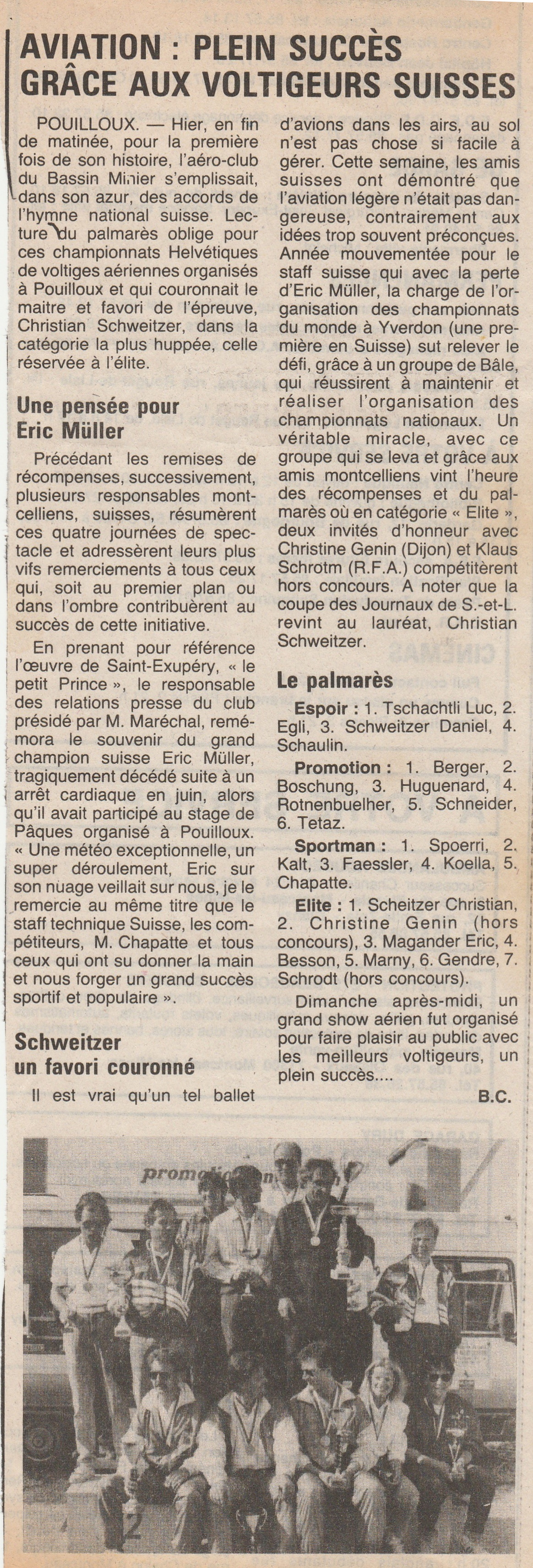 voltige suisse 1991 succes